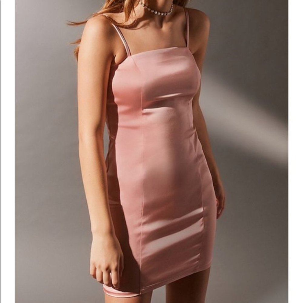 Urban Outfitters Straight-Neck Satin Mini Dress